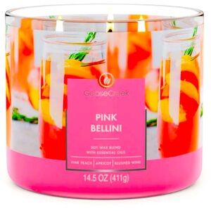 🍑🥂🍑 GOOSE CREEK “PINK BELLINI” 3 WICK SOY WAX BLEND CANDLE❗️SO FRAGRANT❗️